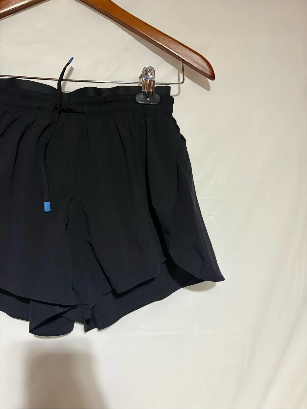 Janji Black Athletic Running Shorts with Blue Drawstring Tip